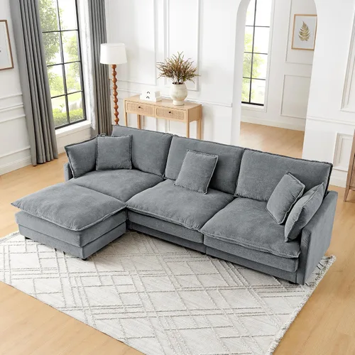 Vista 4 de Sofá modular combinado de bricolaje, juego de sofá en forma de L de 110.2 pulgadas para muebles de sala de estar, juego de muebles para la sala de 3