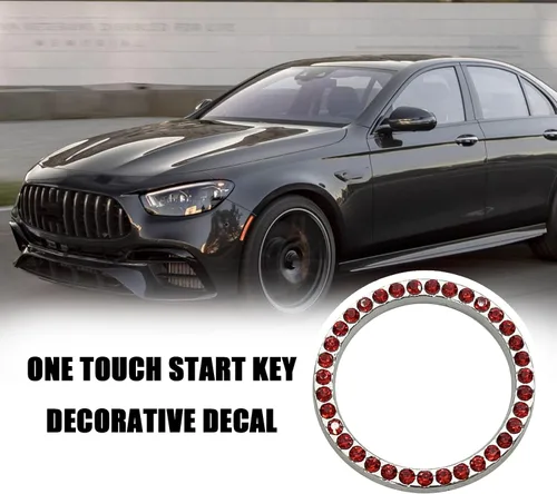 Vista 3 de BEYPOVK 2 calcomanías de cristal para botón de arranque del motor de automóvil, accesorios para el interior del automóvil, calcomanías de diamantes