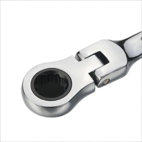 Vista 2 de Llave de trinquete de 0.866 in, cabeza flexible, llave combinada, llave métrica de acero cromado vanadio CR-V pulido, caja y anillo de extremo