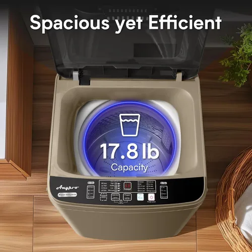Vista 5 de Anypro - Lavadora portátil y secadora de ropa 17.8LBS, lavadora y centrifugadora completamente automática con 10 programas y 8 niveles de agua