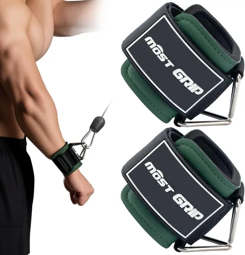 Vista 7 de Wrist Cuffs with D-Ring, Wrist Wraps for Weightlifting with Neoprene Padding, Wrist Straps for Cable Machines Negro brillante