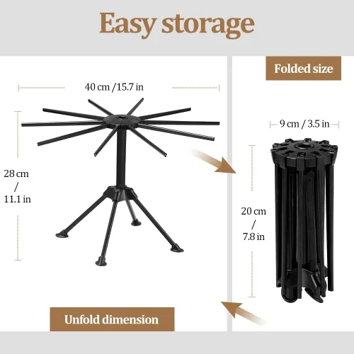 Vista 2 de Ourokhome Escurridor plegable de pasta, plástico plegable casero para espaguetis frescos, colgador de fideos para cocina con 10 brazos, estable