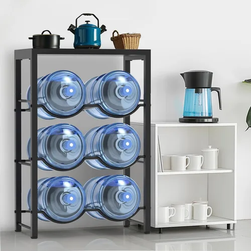 Vista 3 de Semoprus Soporte para jarra de agua de 5 galones para 6 botellas, 3 niveles