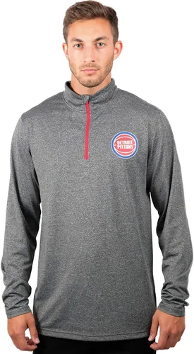 Vista 64 de Ultra Game Camiseta oficial de la NBA de manga larga con cremallera corta para hombre Gris Caliente Carbón