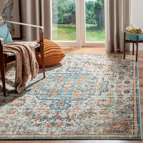 Vista 55 de SAFAVIEH Colección Madison MAD447B - Tapete bohemio con medallón antiguo y elegante, no desprende pelusa, para la sala, dormitorio, comedor
