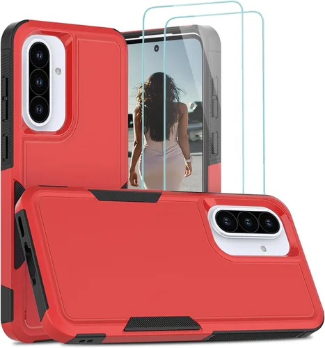 Vista 48 de Jeylly Compatible con Samsung Galaxy A22 5G Funda, Funda Samsung A22 5G con 2pcs protectores de pantalla de vidrio templado