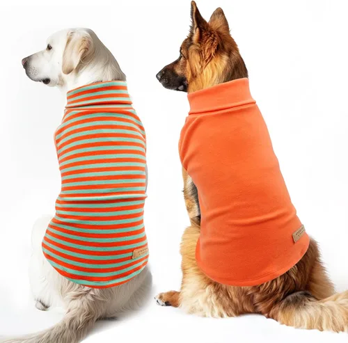 Vista 23 de KYEESE Paquete de 2 suéteres para perro, abrigo para mascotas, cuello alto, ropa elástica para perros, suéteres súper suaves para perros pequeños 1#