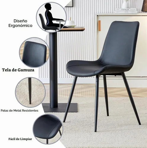 Vista 4 de Juego de mesa de comedor para 6, mesa de madera de 180 cm y juego de 6 sillas, adecuado para comedor, cocina, sala de estar