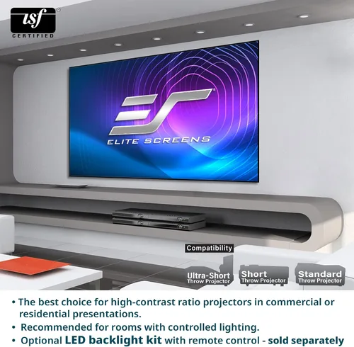 Vista 9 de Elite Screens - Serie Aeon Material CineWhite.