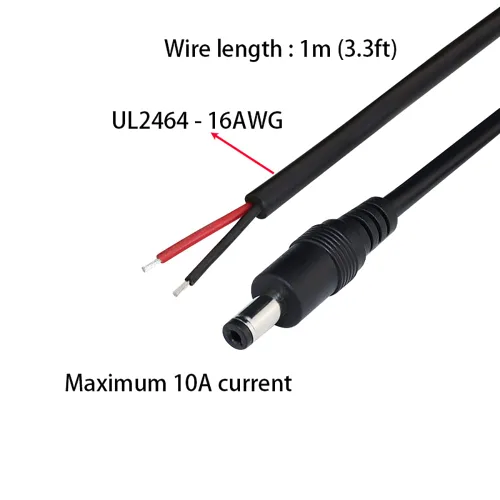 Vista 3 de Cable de alimentación de CC de 2 piezas, cable de alimentación de 3 pies CC de 0.217 in x 0.083 in, enchufe macho DC099 hembra a cable desnudo