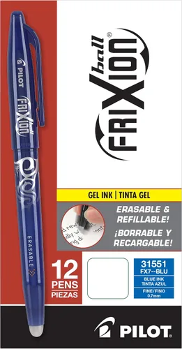Vista 10 de PILOT FriXion Ball - Bolígrafos de tinta de gel borrables y recargables, punta fina, tinta color negro, paquete de 12 unidades (31550)