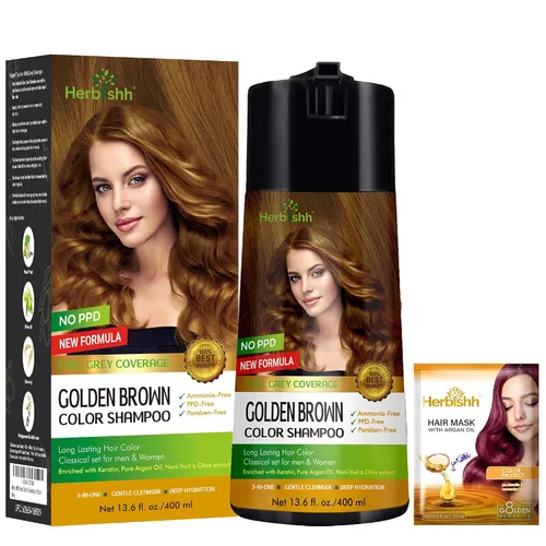 Vista 9 de Herbishh Champú de color para cabello gris – Fórmula enriquecida con queratina y flor de forro polar tubérculo – Cobertura total de canas, fácil