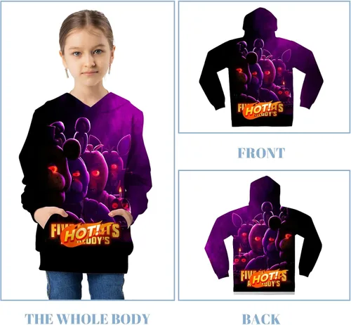 Vista 3 de Jrkernbo Sudadera unisex con estampado 3D de anime, sudadera con capucha y bolsillos para niños y niñas
