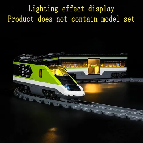 Vista 4 de GEAMENT Kit de luces LED compatible con el tren de pasajeros LEGO Express, juego de iluminación para modelo de construcción City 60337