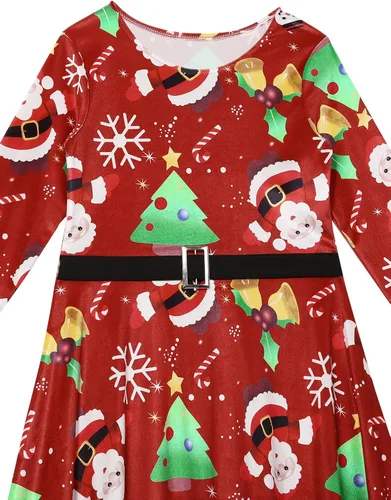 Vista 4 de YiZYiF Disfraz de Navidad de manga larga para mujer, de la señora Santa Claus, disfraz de Navidad