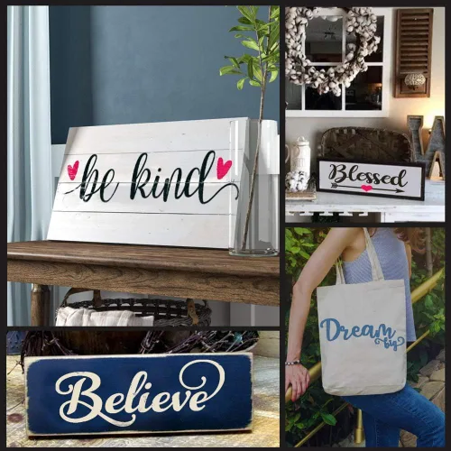 Vista 3 de Plantillas de palabras de granja, 6 plantillas inspiradoras para madera, lienzo y más, el juego de plantillas reutilizables incluye "This is Us