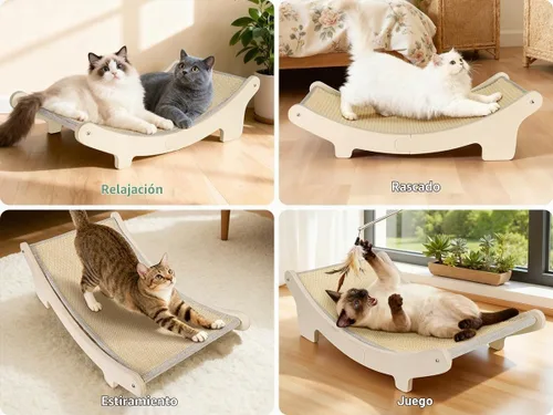 Vista 6 de HOTEAGLE Cama rascador para gatos de interior, varillas de apoyo gruesas