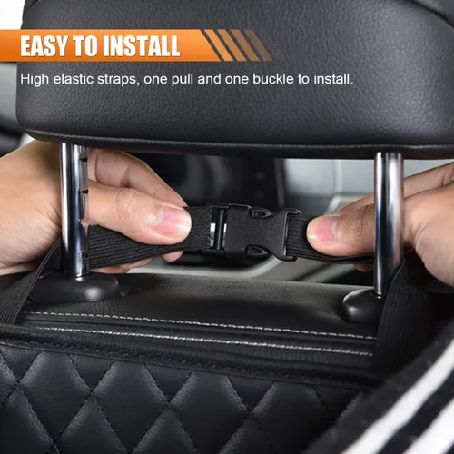 Vista 6 de Organizador clásico para asiento trasero de coche LAINLOY, negro, capacidad de 8L, plegable, montaje colgante, de piel sintética, unisex, 1 unidad