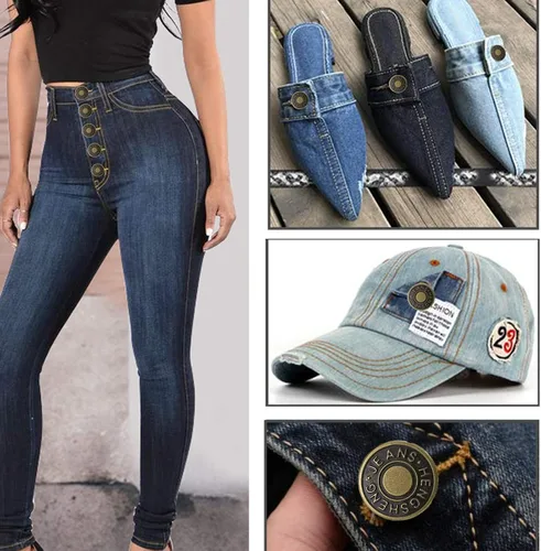Vista 2 de YouOKLight Botones para jeans, 0.669 in sin clavos, botones de metal extraíbles de repuesto para reparación de remaches y destornilladores, 12