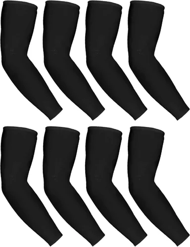 Vista 5 de 8 pares de mangas de enfriamiento unisex con protección UV para brazo de seda de hielo, Negro, M