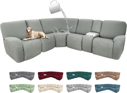 Vista 120 de Fundas de sofá reclinable seccional 100% impermeables para sofá reclinable en forma de L, funda de sofá modular de esquina en forma de L, fundas
