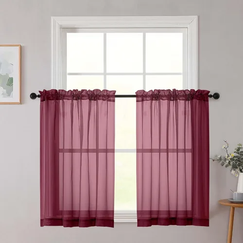 Vista 298 de 2 paneles de cortinas traslúcidas blancas para dormitorio, sala de estar, 96 pulgadas de largo, modernas, suaves, ligeras, con bolsillo para barra