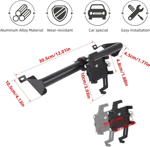 Vista 5 de Linskip Soporte resistente para barra de salpicadero, soporte de teléfono celular para Jeep Wrangler JL JLU 2018-2023 y Jeep Gladiator JT 2020-2023