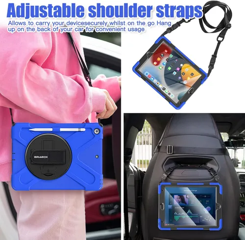 Vista 6 de BRAECNstock - Funda para Apple iPad de 9ª/8ª/7ª generación, de 10.2" 2021/2020/2019, funda protectora a prueba de golpes para niños, con protector