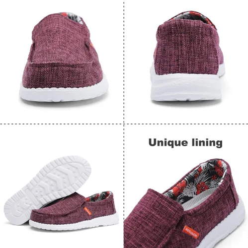 Vista 6 de ROTJACM Zapatos casuales de tela para mujer, zapatos de lona cómodos y anchos con puntera tipo mocasín, ligeros, zapatos para caminar al aire libre