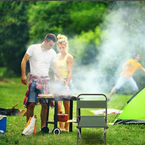 Vista 6 de BESPORTBLE Silla plegable para acampar al aire libre, silla plegable portátil ligera, taburete de pesca pequeño con material resistente
