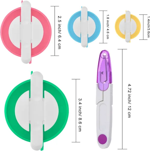 Vista 2 de Fabricador de Pompones, 4 Tamaños Diferentes Fabricador de Pompones Bola Esponjosa Aguja de Manualidades DIY Lana Tejido Manualidades Kit