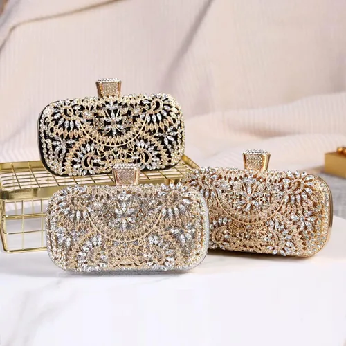 Vista 7 de Bolsos de mano de noche, bolso de mano para mujer, boda, graduación, fiesta, regalo de Navidad y fiesta de Navidad, dorado (G-Gold)