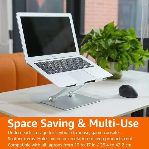 Vista 8 de Amazon Basics Soporte ergonómico resistente y portátil para laptop de escritorio, elevador ajustable, se adapta a todas las laptops y notebooks