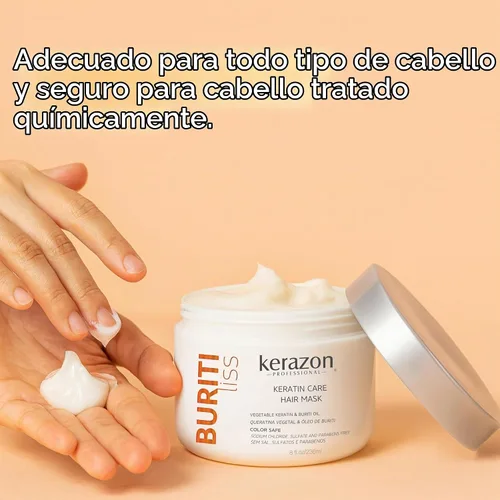 Vista 6 de Kerazon Professional Mascarilla capilar antiencrespamiento con queratina para el cuidado de la queratina, hidratante, hidratación profunda