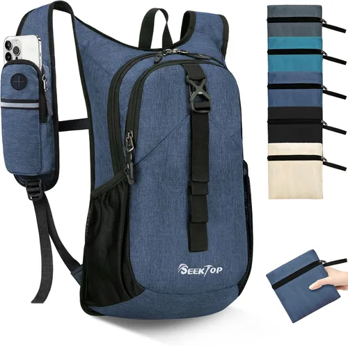Vista 9 de Seektop - Mochila pequeña de 15L para senderismo para mujeres y hombres, mochila ligera y plegable para senderismo con bolsillo para teléfono