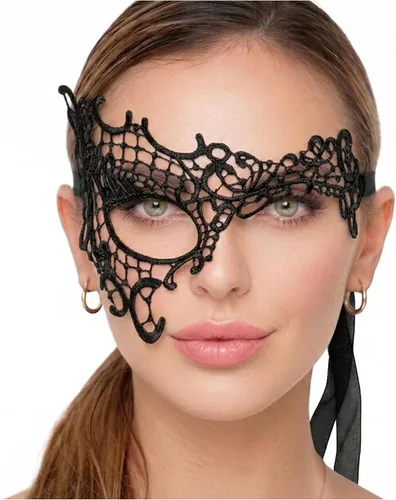 Vista 17 de Masquerade Mask For Women Lace Masquerade Mask for Masquerade Party, Proms, Venetian Party, Mardi Gras, Halloween & Cosplay Ana Bg Pluma de Pavo Real