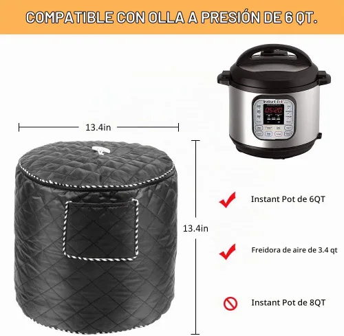 Vista 3 de Funda para freidora de aire también para olla instantánea de 6 cuartos de galón y olla a presión eléctrica con bolsillo, cubierta a prueba de polvo