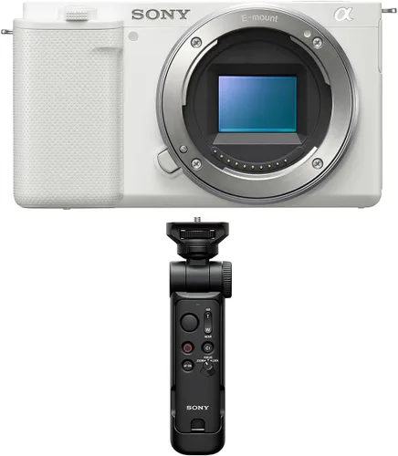 Vista 4 de Sony ZV-E10 APS-C - Cámara de vlogging con lente intercambiable sin espejo, color blanco, paquete ACCVC1 Kit de accesorios para vlogger