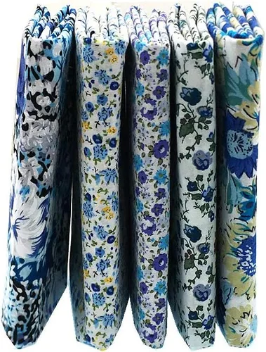 Vista 3 de Paquete de 5 piezas de tela de popelina azul claro con patrón diferente, 18.1 x 22.0 in (aprox. 18 x 22 pulgadas)