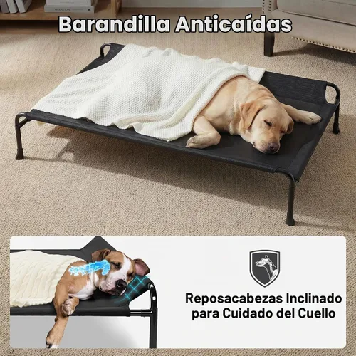 Vista 2 de Veehoo Cama para perros al aire libre, camas elevadas para perros grandes, cama elevada para perros con reposacabezas, cuna refrescante lavable