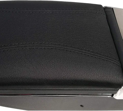 Vista 6 de YJYWZH Caja de apoyabrazos para Renault Sandero 2010-2015 consola central caja de almacenamiento con portavasos cenicero cuero negro apoyabrazos