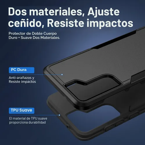 Vista 5 de Funda para Samsung Galaxy S21, con protector de pantalla HD [prueba de caídas de grado militar] Funda protectora resistente a prueba de golpes
