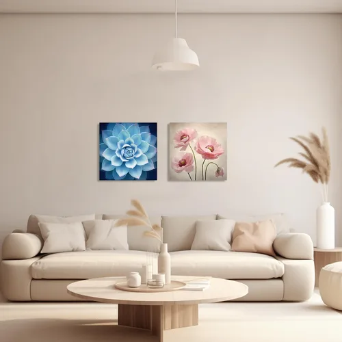 Vista 2 de QIXIANG Lienzo de flores de amapola rosa, arte para pared, imágenes florales abstractas, obras de arte modernas para dormitorio, habitación