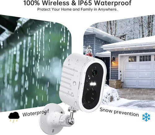 Vista 4 de Cámaras de seguridad Recmoment inalámbricas para exteriores, visión nocturna a color 2K, detección de movimiento de IA, foco, sirena, alarma, WiFi
