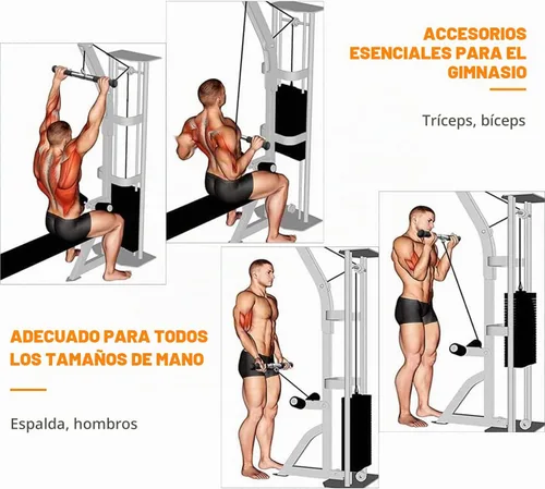 Vista 3 de Barra recta, barra desplegable giratoria 360, accesorios de cable para accesorios de cable para máquina de cable de gimnasio, barra de rizo