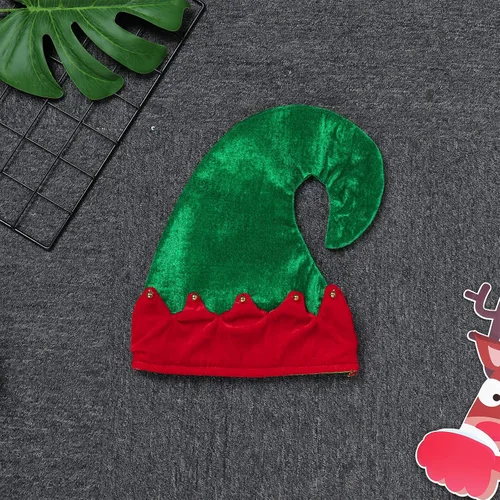Vista 4 de Disfraz de elfo de Navidad para niños y niñas, vestido de lentejuelas de terciopelo con medias y zapatos, cubierta de sombrero de Papá Noel, trajes
