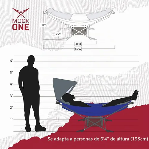 Vista 2 de Hamaca portátil con soporte, la mejor hamaca Mock ONE® del mundo, hamaca plegable compacta enmarcada con toldo ajustable para parque, patio trasero