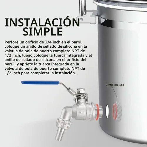 Vista 5 de 1/2" NPT Válvula de bola de acero inoxidable mamparo sin soldadura conveniente para construir la tetera casera del brebaje/el tún del puré
