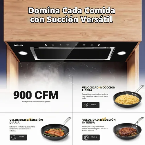 Vista 3 de Campana extractora de 30 pulgadas, campana extractora negra