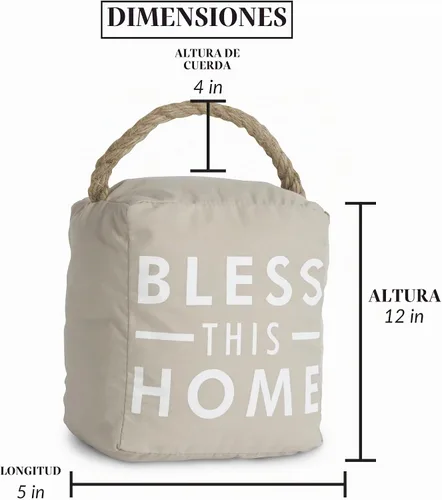 Vista 5 de Pavilion Gift Company 72151 Bless This Home - Tope para puerta, 5 x 6 pulgadas, gris, bronceado, beige y blanco